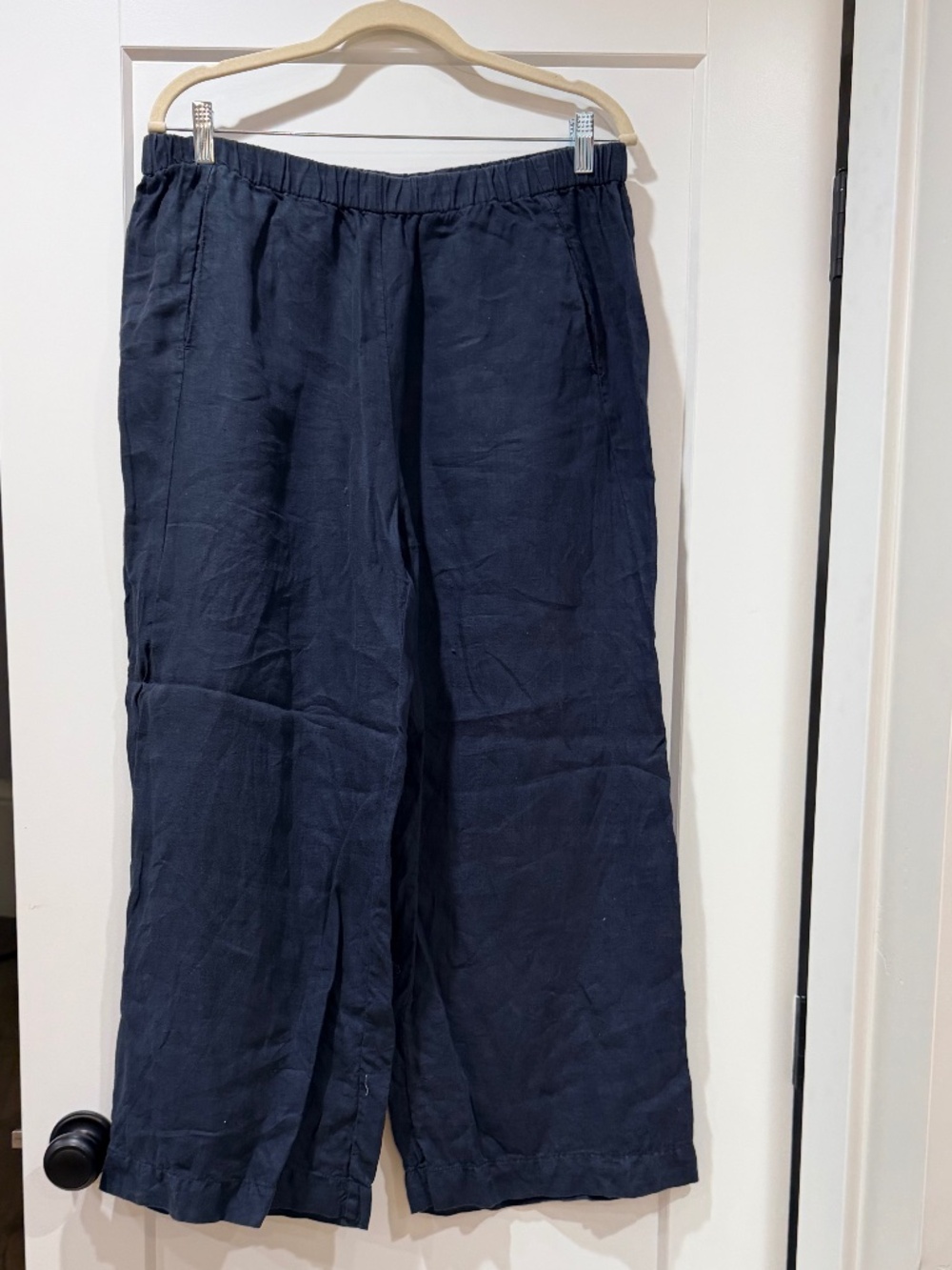 VELVET by Graham & Spencer from Anthropologie Linen Pants in Charcoal/Blue XL